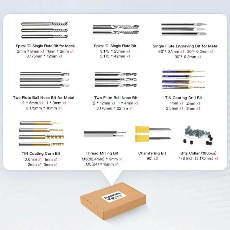 Makera Carvera Drilling Bits | Essential Milling Bit Set