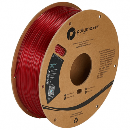 PolyLite PETG Vermelho translúcido 1 kg 1.75 mm