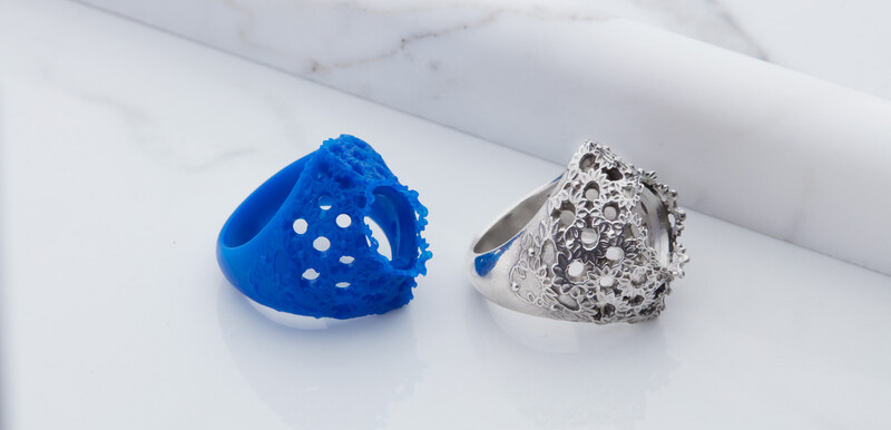 3D printed ring and silver ring.