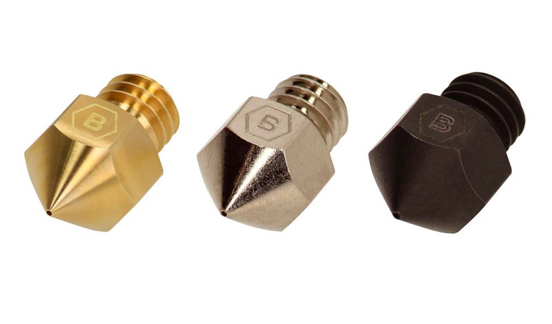  Nozzles made of brass, nickel-plated copper and hardened steel. 
