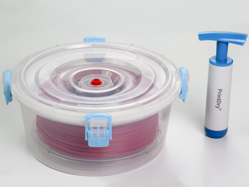 Printdry container for vacuum filament storage