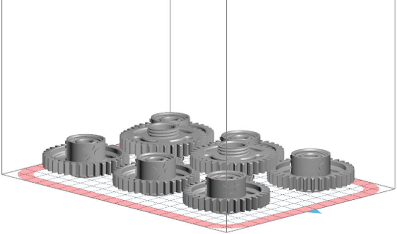 Eight cogs were fitted onto one build plate