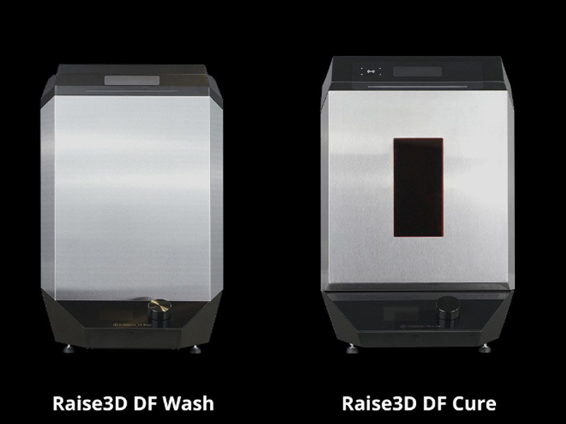 The Raise3D DF Wash and DF Cure post-processing equipment