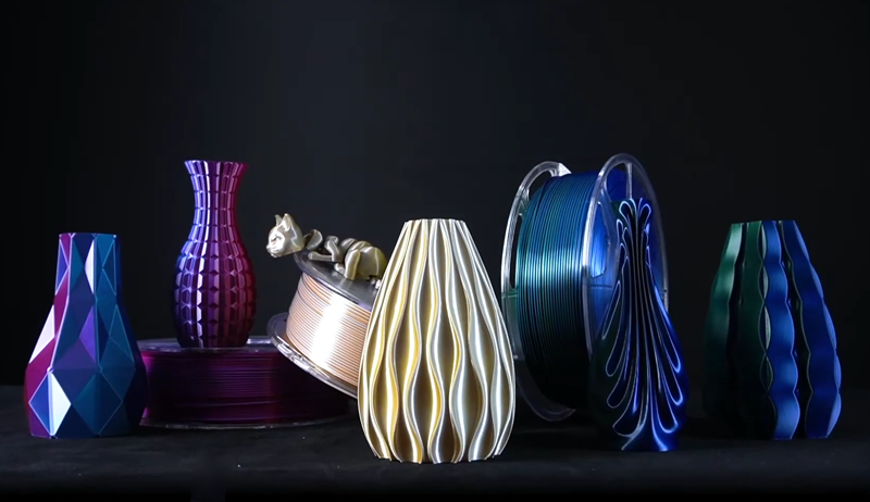 Parts printed with silk finish filament