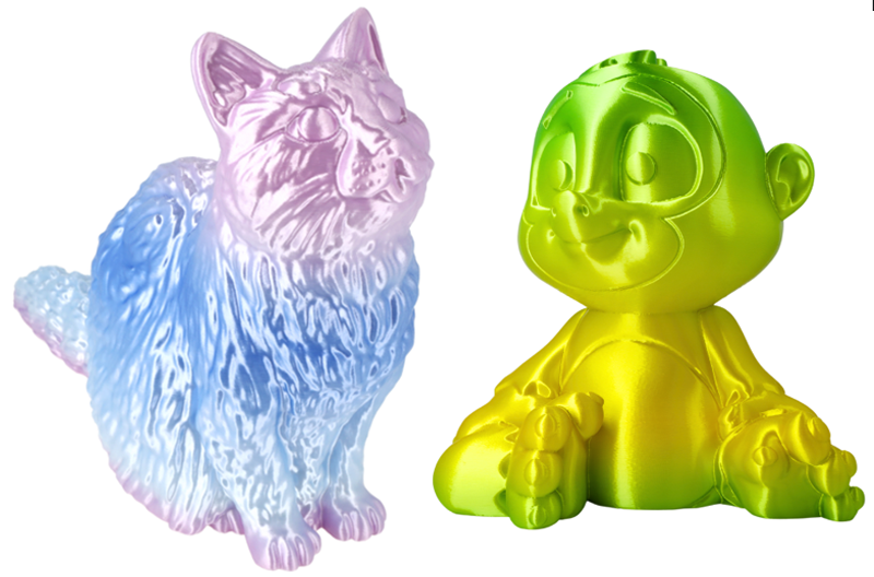 Parts printed with multicolor finish filament