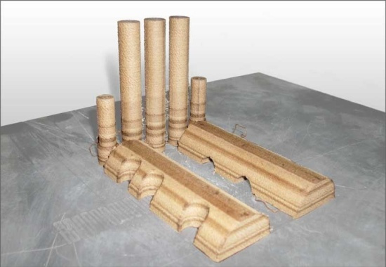 Peças de impressão em 3D acabamento em madeira