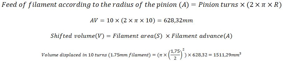 Calculation advance filament 1,75mm