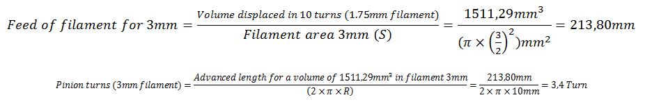 Calculation advance filament 3mm