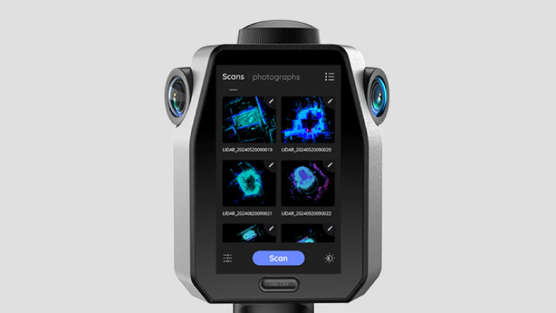 El Eagle cuenta con una pantalla de 3,5 pulgadas y ofrece tres modos de visualización en tiempo real durante la captura de datos: nube de puntos, fotos o pantalla dividida con nube de puntos y fotos. Tras la captura, los usuarios pueden revisar al instante proyectos de nube de puntos, trayectorias GPS y fotos.