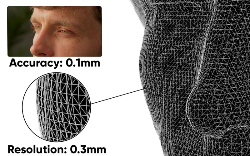 Der Lynx-Scanner bietet eine Auflösung von 0.3 mm und eine Präzision von 0.1 mm