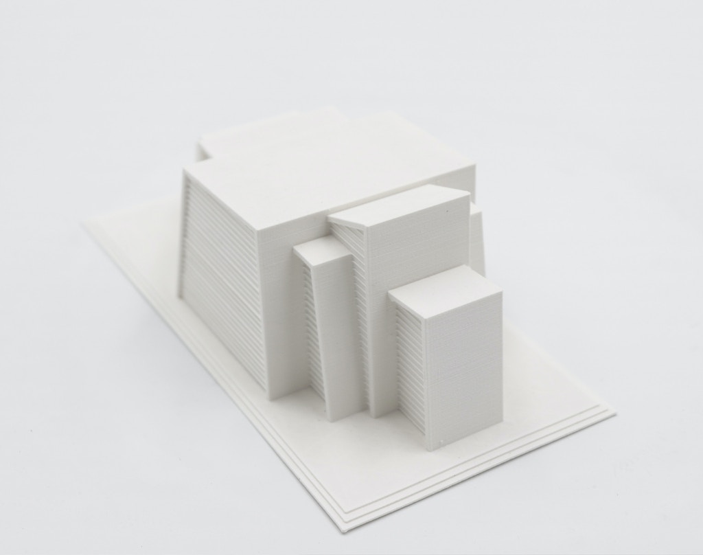 Maqueta de arquitectura impresa con PLA Textura™ blanco.