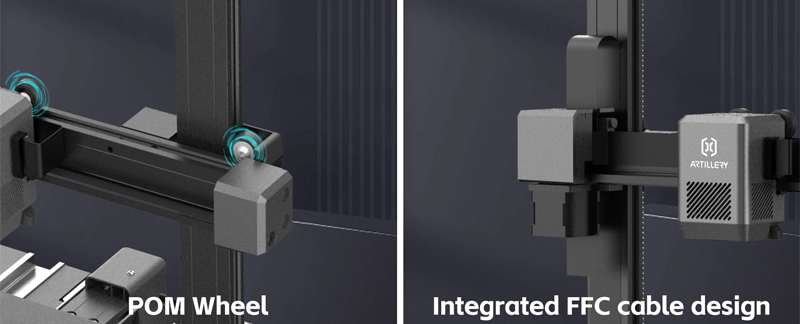 The POM wheel and FFC cable are examples of the X3 printers' smart design