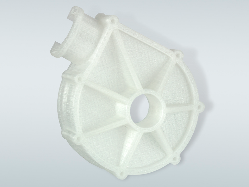 A fan duct 3D printed with the Ultrafuse PP filament