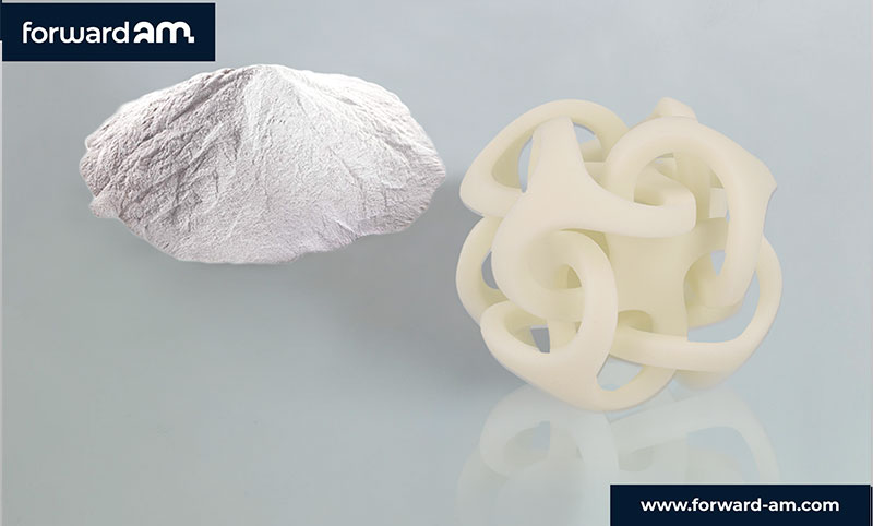 Ultrasint PA11 Pulver und ein damit 3D-gedrucktes Bauteil