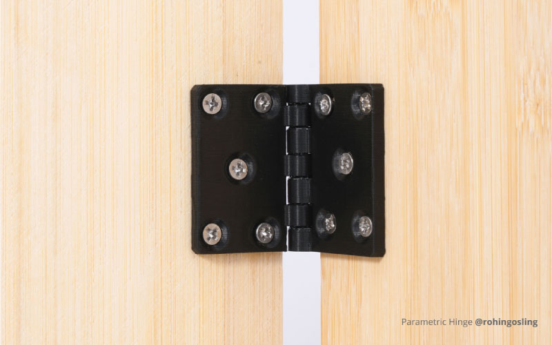 3D-printed hinge created with ABS filament