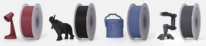 Parts printed with PLA CF offer a matte finish.
