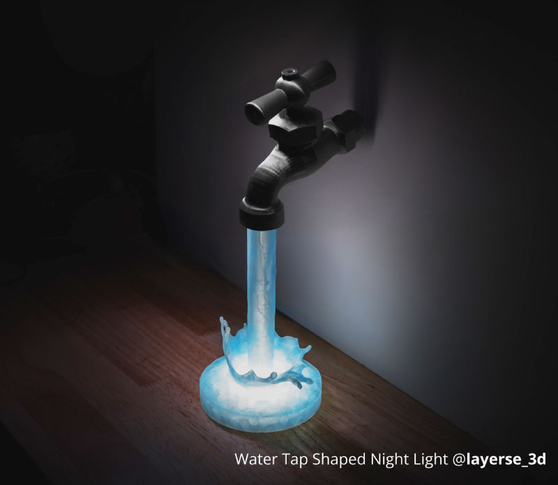 Pezzo stampato con il PLA Traslucido nel colore Ice Blue. Fonte: Bambu Lab