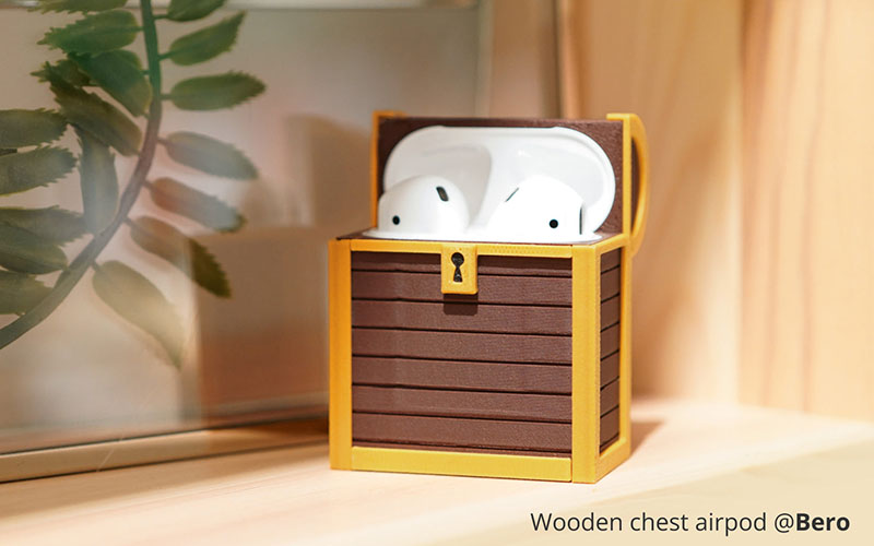 Cofre de madera impreso con el filamento PLA Wood