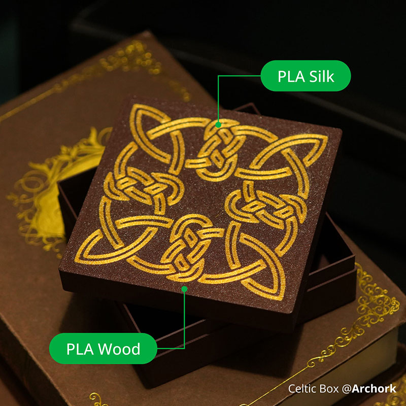 Impresiín realizada con PLA Wood y PLA Silk.