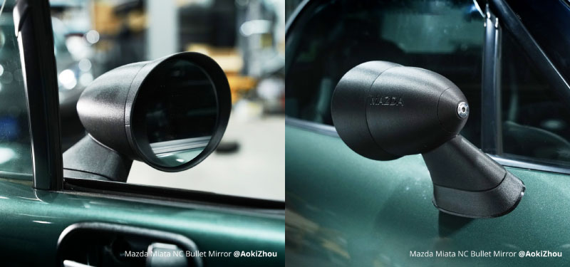 Spiegel für einen Mazda Miata, gedruckt mit dem PPA-CF-Filament, verstärkt mit Kohlefaser