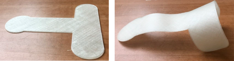 Pièce imprimée en 3D avant et après post-traitement