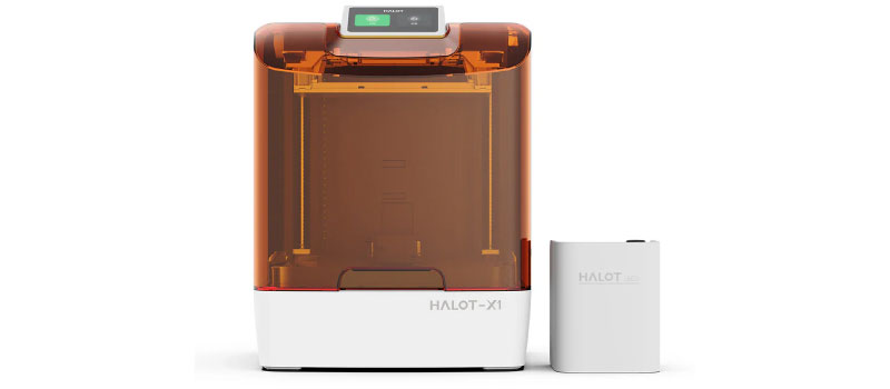 Halot-X1 resin 3D printer next to the AFU module.