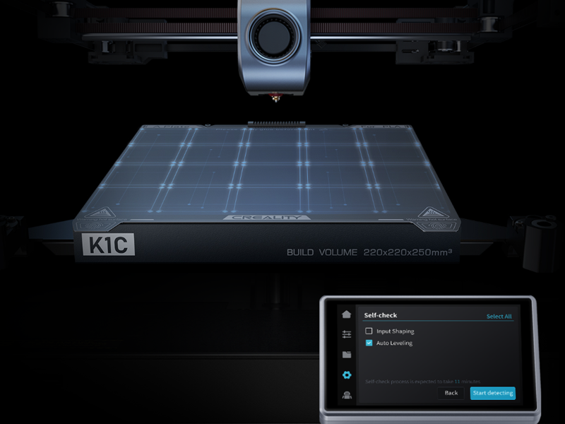 Der K1C-Drucker führt automatisch einen Selbsttest mit nur einem Klick durch