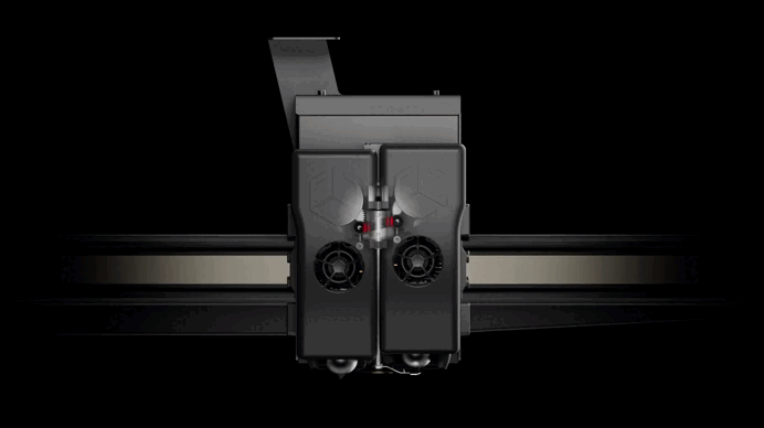 The D400 HS integrates an automatic dual-nozzle shutter system that mechanically seals the inactive extruder when lifted. This prevents oozing and cross-contamination, ensuring clean and precise multi-material and multi-color prints on every layer.