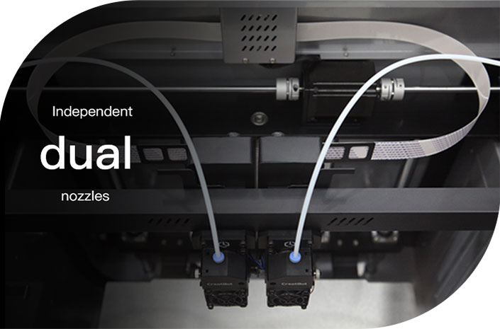 Independent extruders of the CreatBot F430NX 3D printer