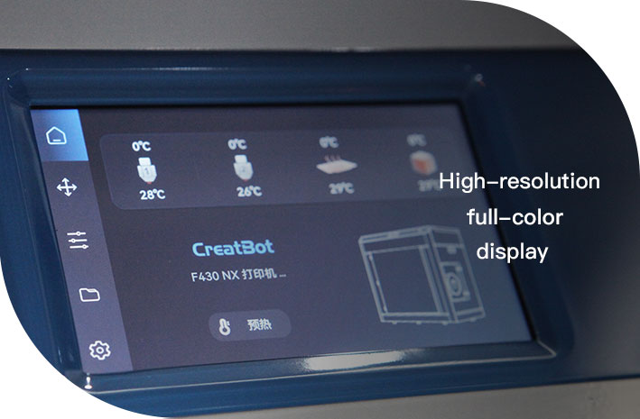 5-inch high-resolution color display of the Creatbot F430 NX printer