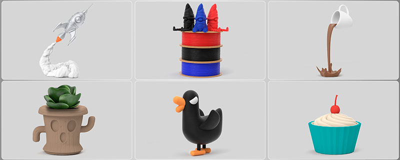 Imagem 2: Diferentes peças impressas com o filamento Rapid PLA+
