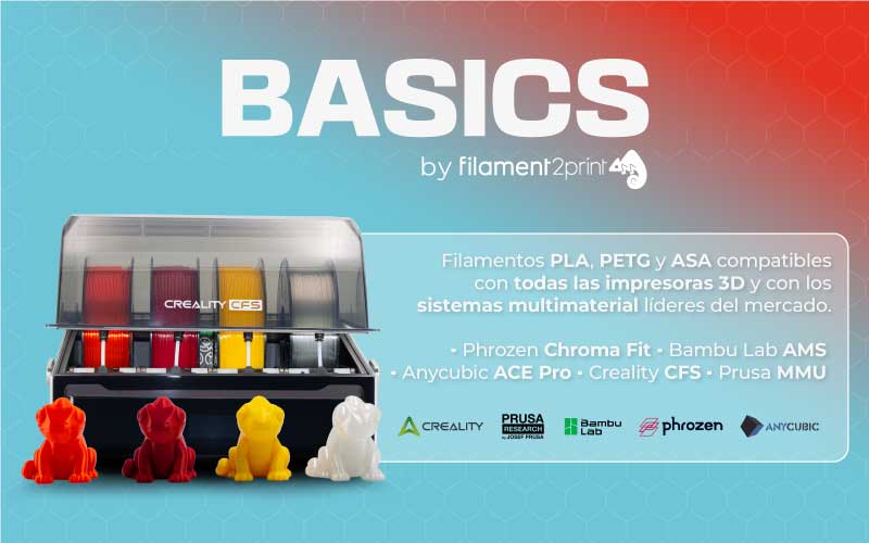 Sistemas multimaterial compatibles con los filamentos BASICS de Filament2print.