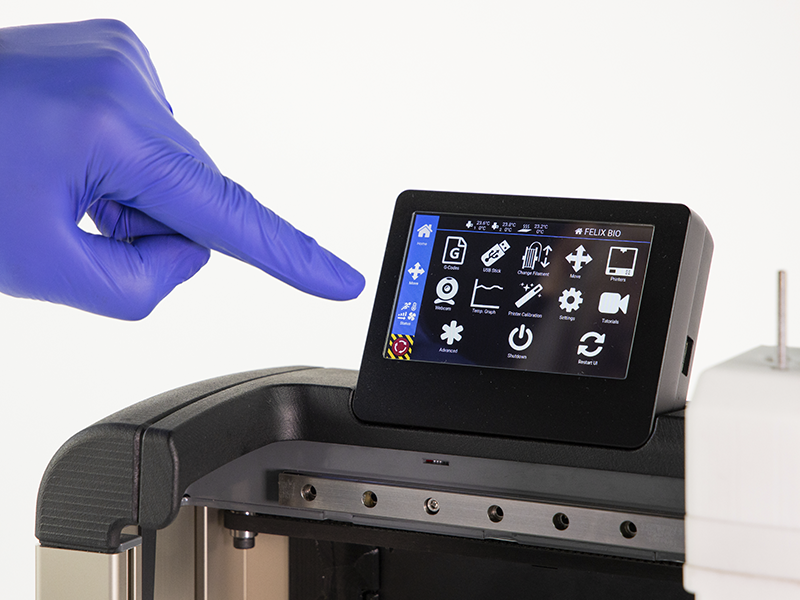 The simple but powerful user interface of the BIOprinter