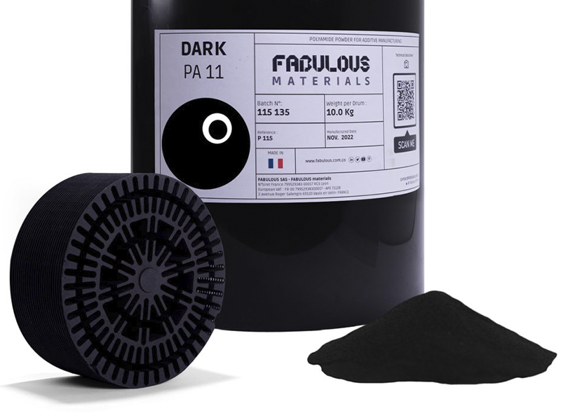 Pièce imprimée en 3D avec la poudre PA11 Dark