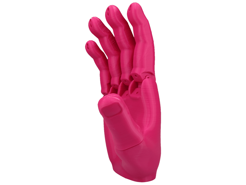 Main imprimée en 3D avec le filament FiberFlex 30D en rose