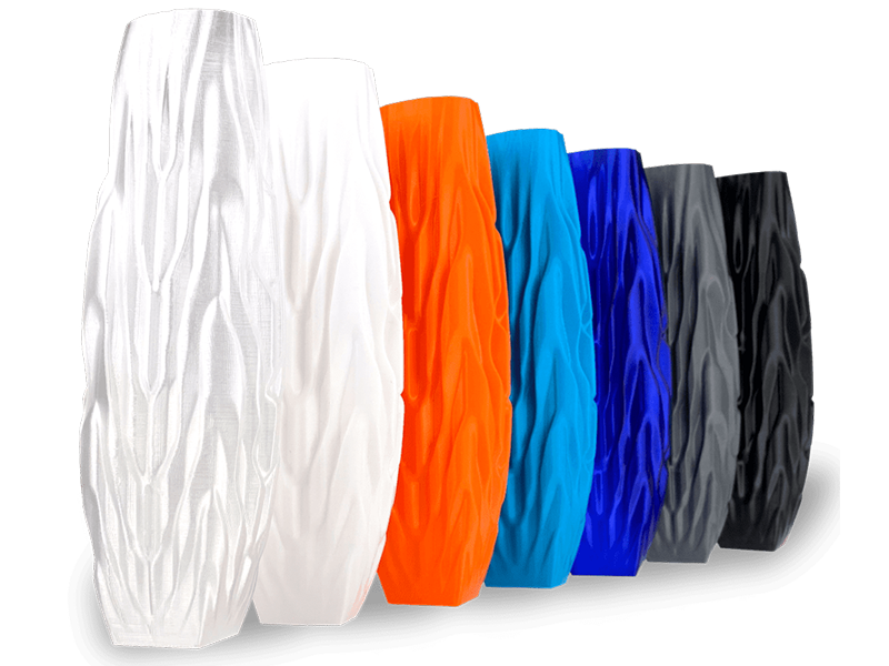 O filamento PCTG está disponível em várias cores, incluindo opções transparentes