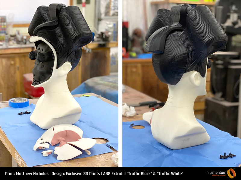 Modelo impresso em 3D com ABS Extrafill em Traffic White e Traffic Black