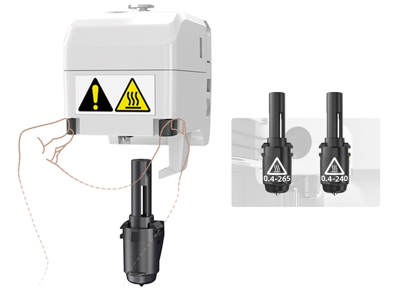 The quick-change nozzle system of the Adventurer 3 Pro 3D printer