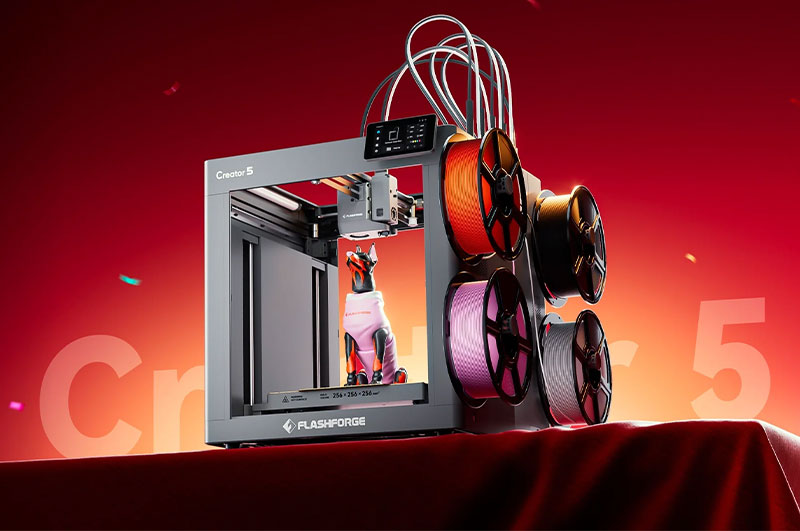 La Creator 5 permite imprimir con múltiples filamentos. Fuente: Flashforge