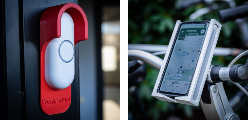 Campanello e supporto per cellulare stampati con il filamento ApolloX.
