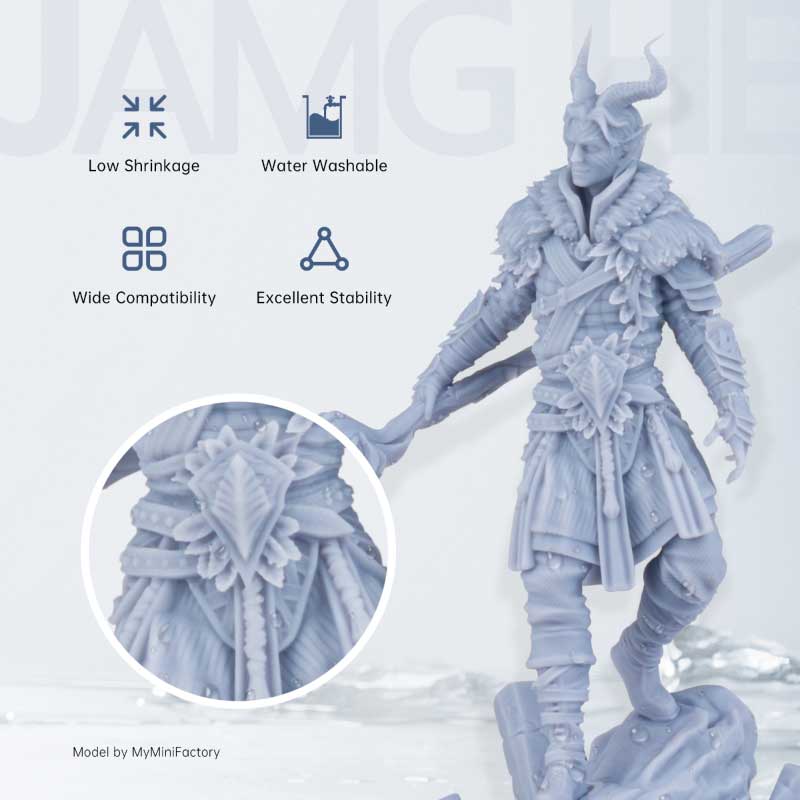 The Water Washable Pro Resin offers low shrinkage and high stability, compatible with multiple printers.