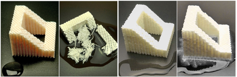 Comparaison du filament High T-Lay (à gauche) et du filament Chamberlay 100 (à droite)