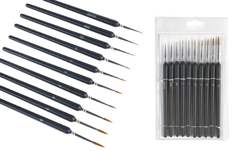 Präzisionspinsel-Set zum Malen von Details und feinen Linien.