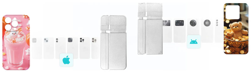 La LOKLIK Phone Case Heat Press è compatibile con dispositivi iPhone, Samsung, Xiaomi e Huawei