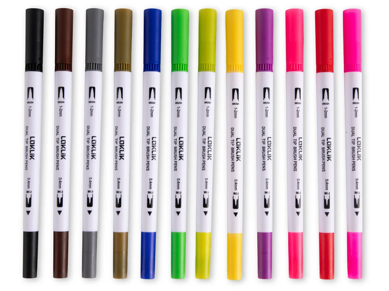 The 12 colors of the Loklik pens