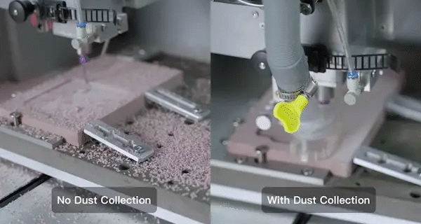 La Carvera cuenta con un sistema de recolección de polvo integrado dentro de la propia máquina.