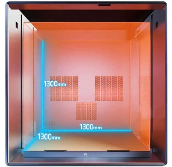 Grande volume de impressão 1300 × 1300 × 1300 mm na Mextru 1300HT permite fabricar peças grandes em uma única impressão, evitando montagem – ideal para moldes, ferramentas, móveis, templates e protótipos em tamanho real.