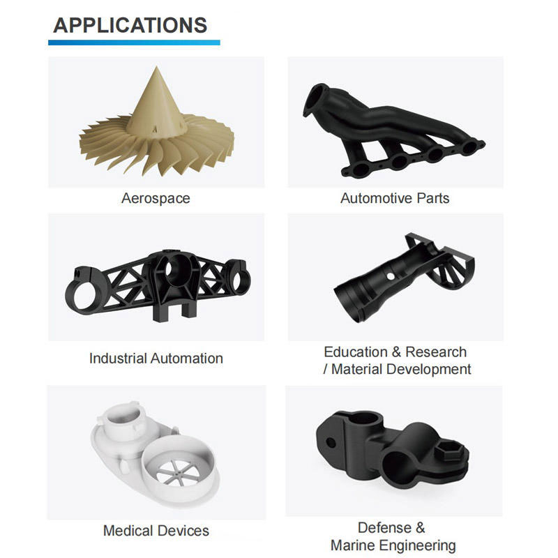 Peças produzidas com diferentes materiais na Raptor 450.