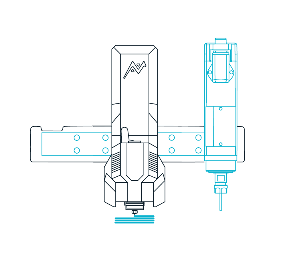 La Lucy 300Y combine impression 3D et usinage simultanés grâce à deux têtes indépendantes, obtenant des pièces de haute précision avec une finition de surface de 0,3 μm, des tolérances de ±0,05 mm et une extrusion à haut débit de 90 mm³/s, réduisant le besoin de post-traitement.