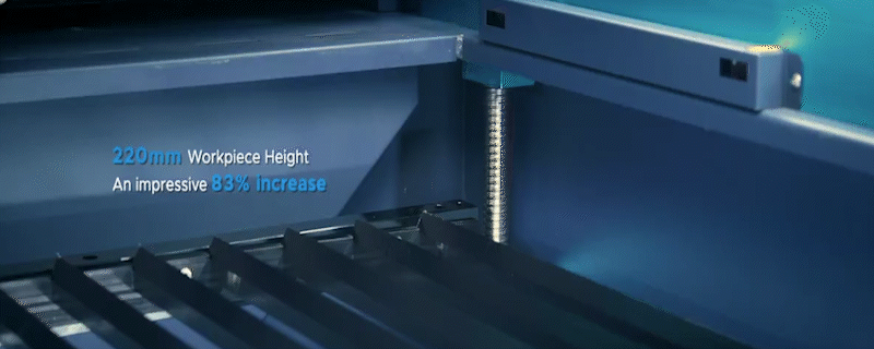 OMTech laser cutters allow working with materials up to 220 mm thick.